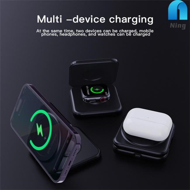 Đế Sạc Không Dây 2 Trong 1 Có Nam Châm Cho Điện Thoại / Đồng Hồ