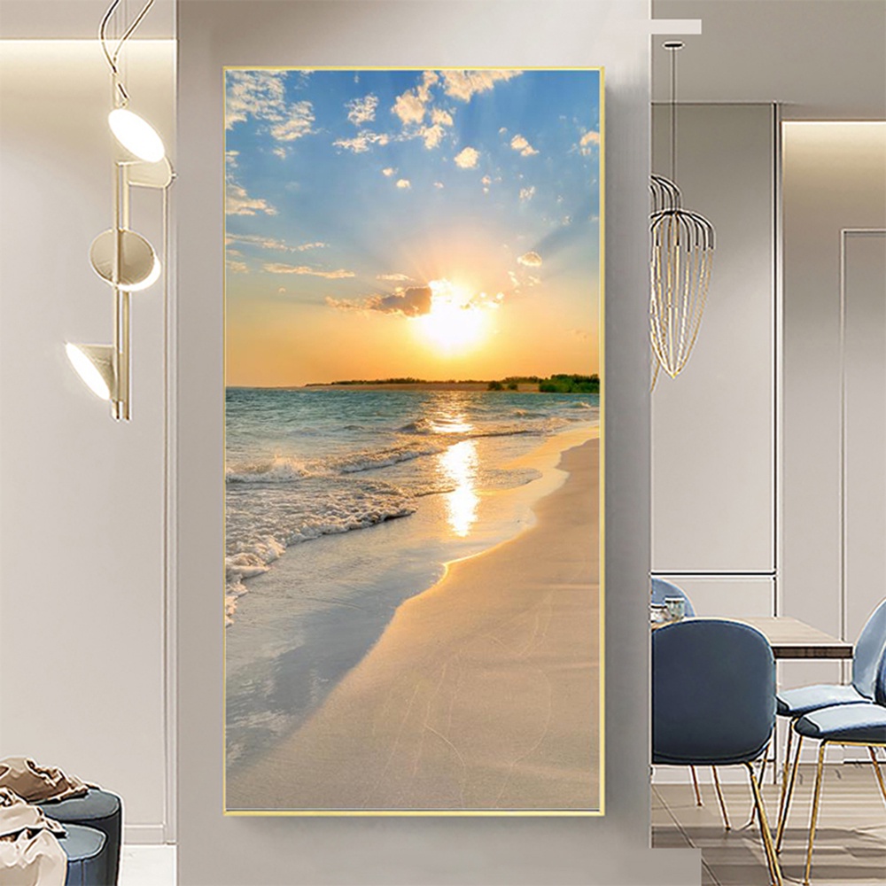 Phong cảnh bên bờ biển mặt trời mọc bãi biển phong cảnh áp phích và in tranh canvas tường hình ảnh nghệ thuật phòng khách trang trí nội thất không có khung