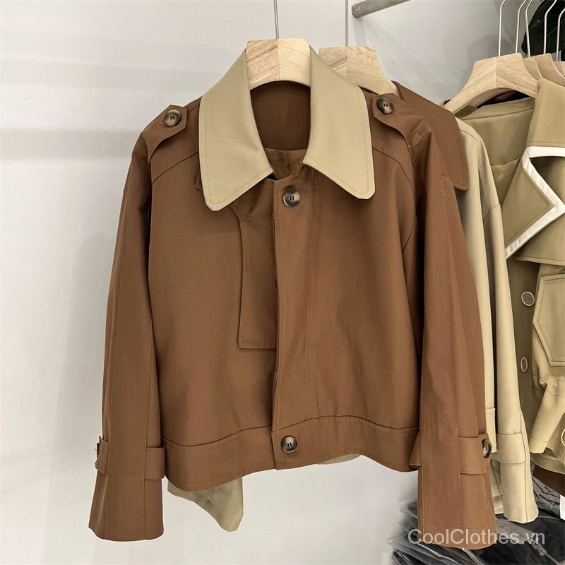 Áo Khoác Dáng Ngắn Thời Trang Mùa Thu Hàn Quốc Dành Cho Nữ