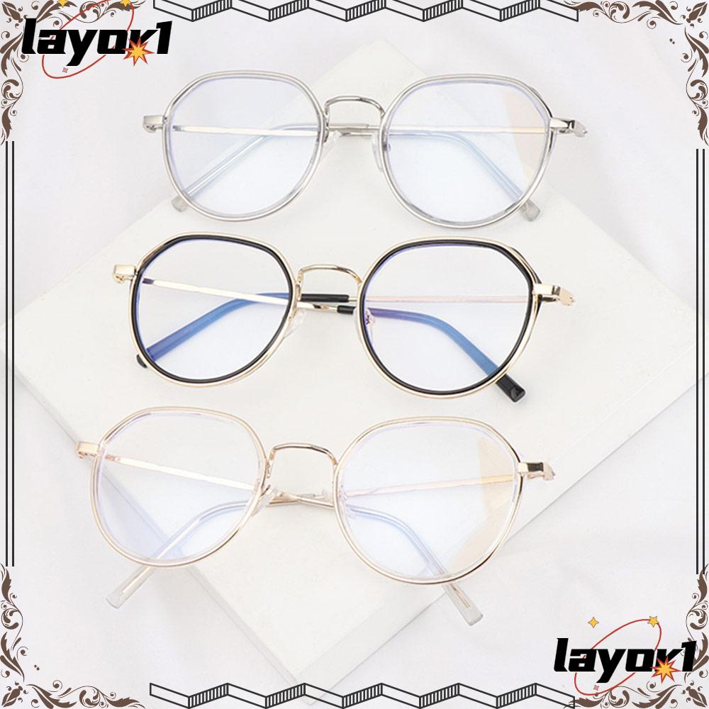 LAYOR1 Mắt Kính Gọng Bát Giác Tròng Phẳng Bằng Kim Loại Tráng Gương Cổ Điển