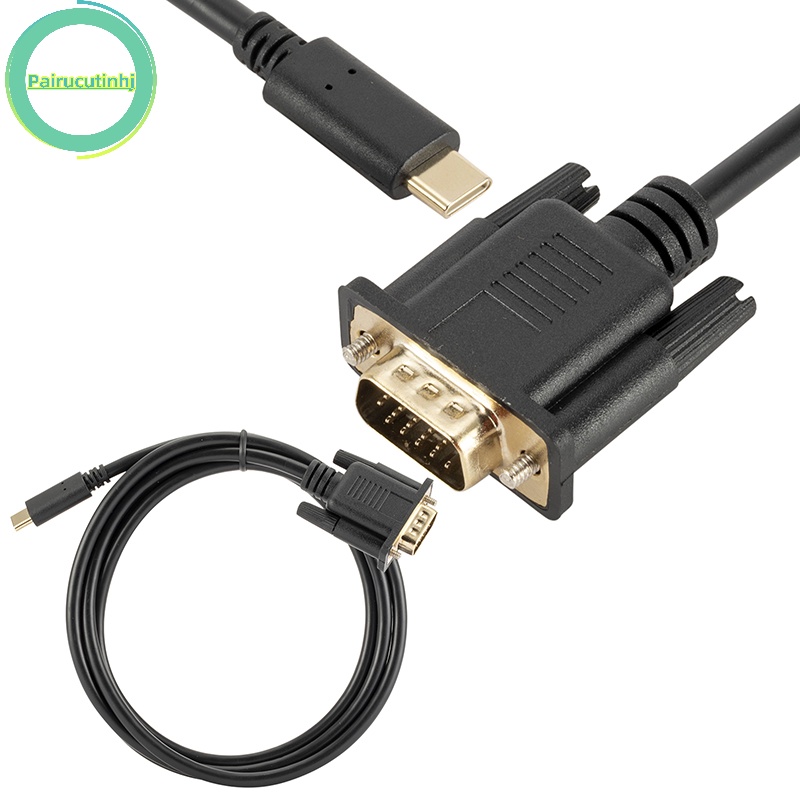 Pairhj 1.8m usb c to vga cable 1080p type c to vga converter adapter cable for laptop vn