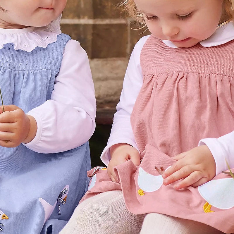 Đầm Yếm Chất Liệu Cotton Thêu Họa Tiết Phong Cách Âu Mỹ Thời Trang Mùa Thu Xinh Xắn Cho Bé Gái