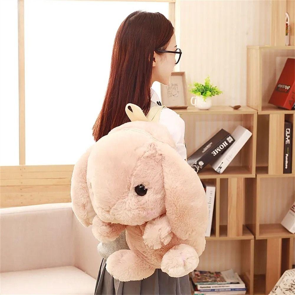 Mmluck rabbit plush bag, long ear plush toy bunny backpack, kawaii backpack messenger túi mềm ví tiền xu nhồi bông quà tặng cô gái