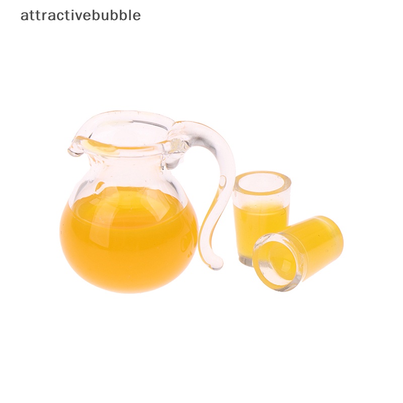 Atvn 3 cái / bộ 1:12 dollhouse miniature drink cup orange juice jug model kitchen decor martijn