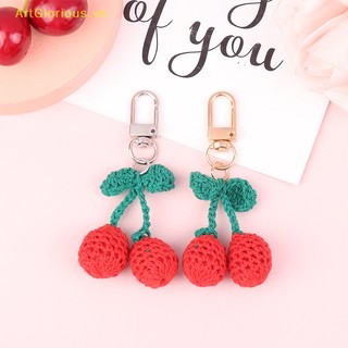 Artglorious handmade cute cherry keychain for women creative knitg car keychain cartoon knitted keyring for keys ch quà tặng vn