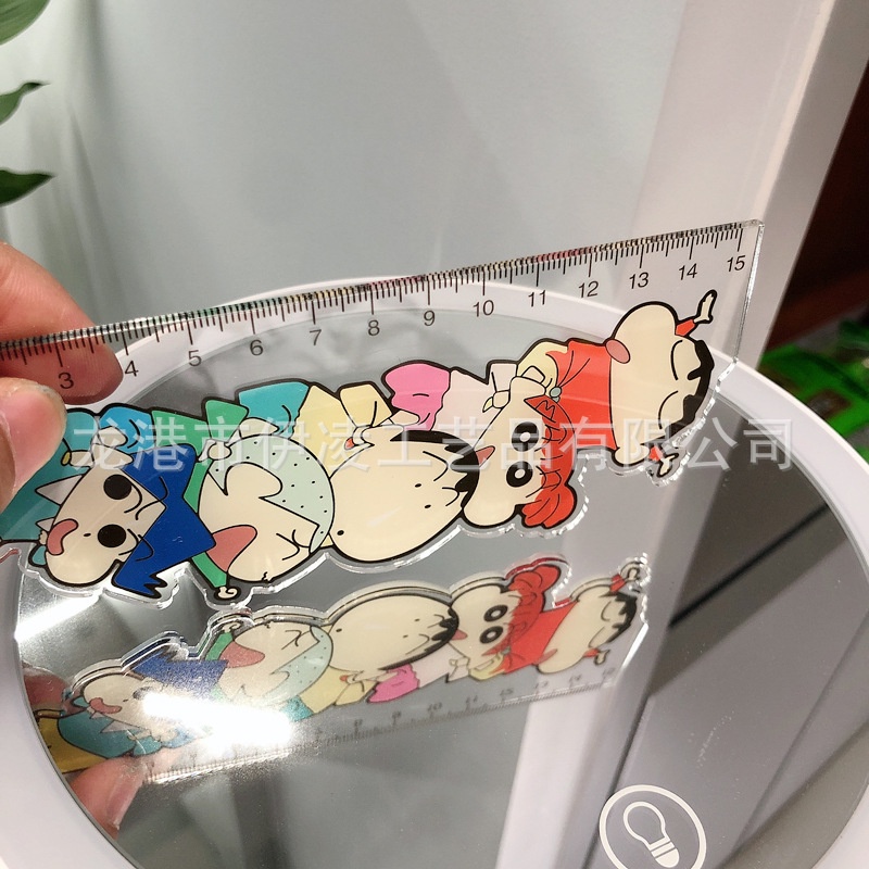 Ere1 15cm crayon shin-chan thước kẻ cá tính sáng tạo acrylic cao trong suốt phim hoạt hình văn phòng phẩm dễ thương cho học sinh