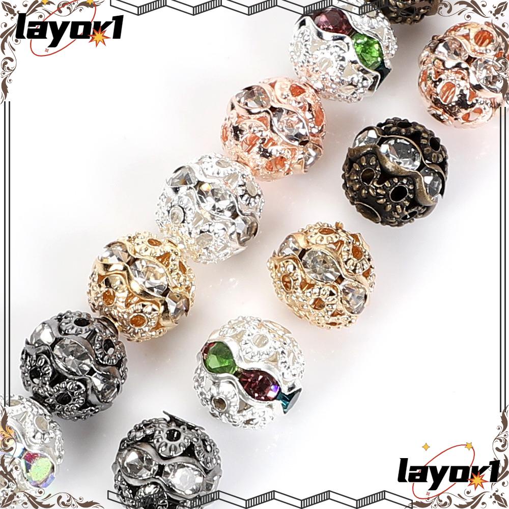 Layor1 200 chiếc hạt rhinestone, hạt bi tròn rhinestone disco, đồ trang sức tự làm làm 8mm hỗn hợp màu bóng hoa hồng hạt vàng vòng cổ