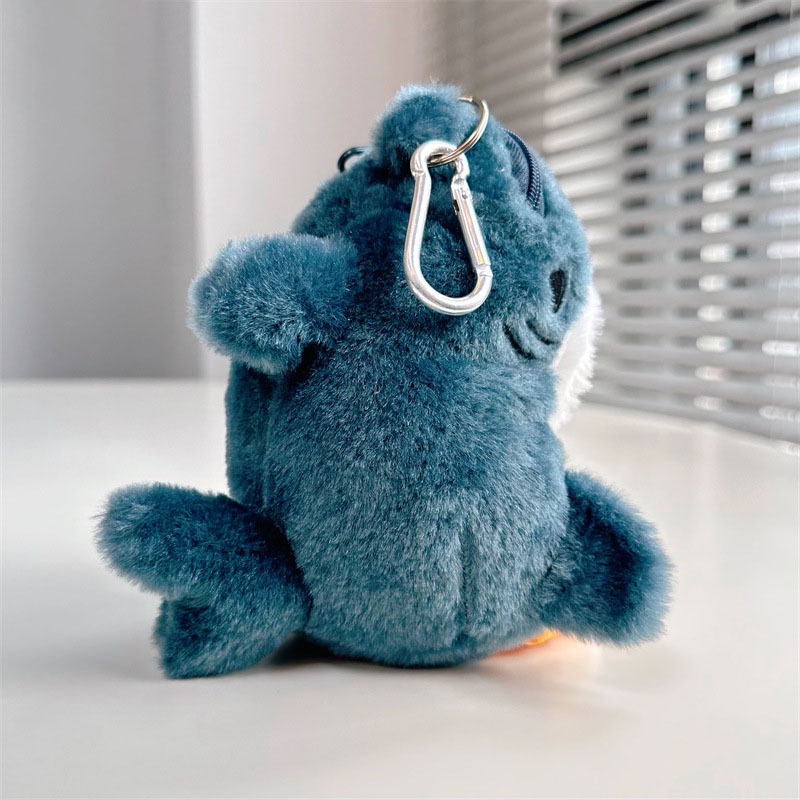 Cá mập dễ thương mèo sang trọng zero wallet túi tai nghe túi hoạt hình mặt dây chuyền móc khóa xe hơi