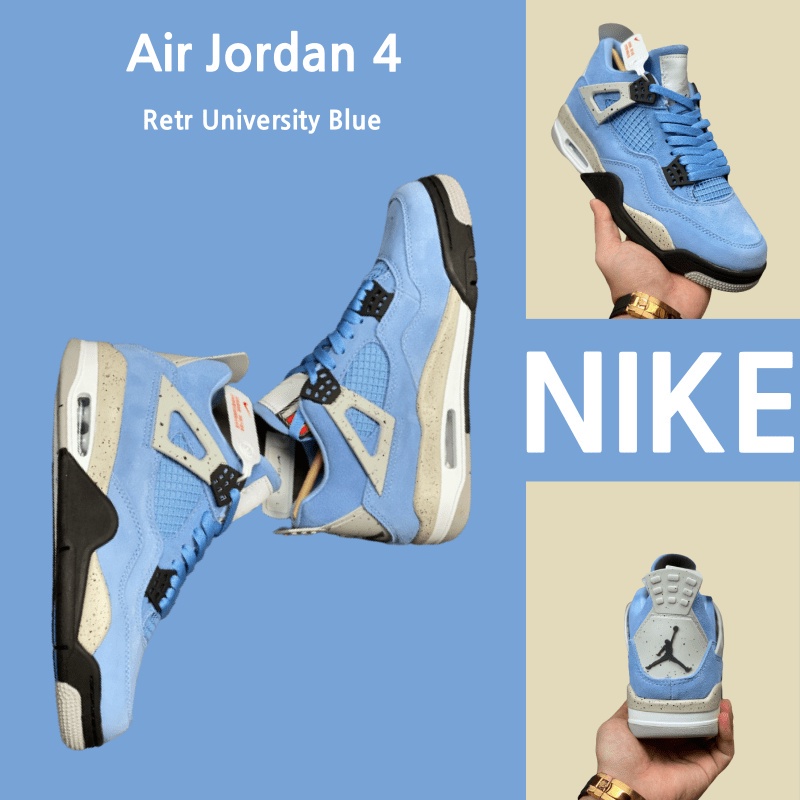 （Sản phẩm chính hãng）Giày chạy bộ Nike Air Jordan 4 Retro University Blue chính hãng 100%