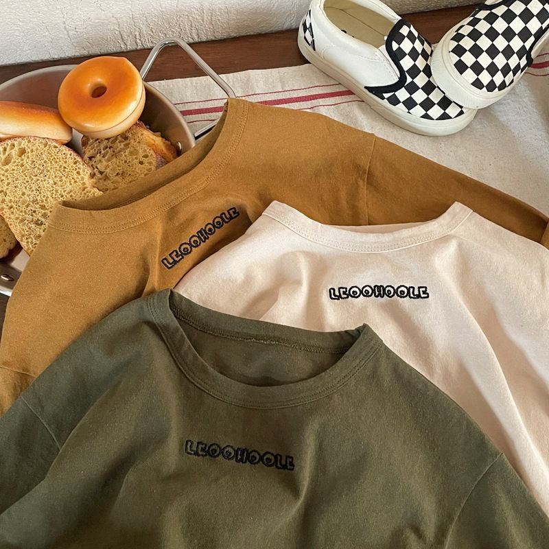 Áo Thun cotton Sáp Mềm Mại Tay Dài Thêu Họa Tiết Thời Trang Mùa Xuân Dành Cho Trẻ Em