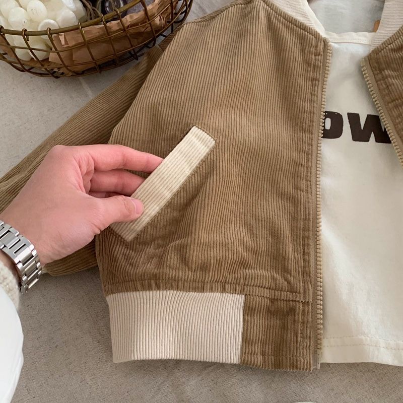 Áo Khoác Bóng Chày Bằng Vải Nhung Phong Cách Nhật Bản Thời Trang Cho Bé