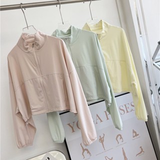 Yogatruth chen thể thao cổ đứng hàng đầu áo chống nắng mát mẻ áo khoác thể dục nữ thoáng khí