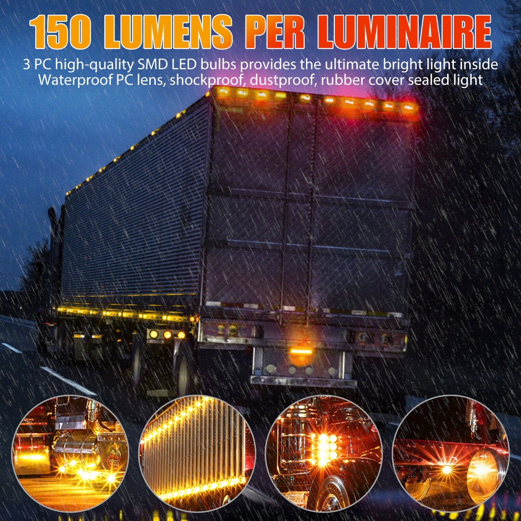 2/5/10 cái 12v / 24v 3led 3/4 "tròn trailer đèn đánh dấu bên màu vàng trắng đỏ cho xe tải đèn chiếu sáng xe tải đèn tín hiệu rẽ