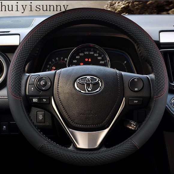 Hys tất cả các mẫu toyota vios altis hilux veloz camry innova avanza rush vellfire sợi carbon bọc da pu penutup stereng 38cm universal non-slip penutup