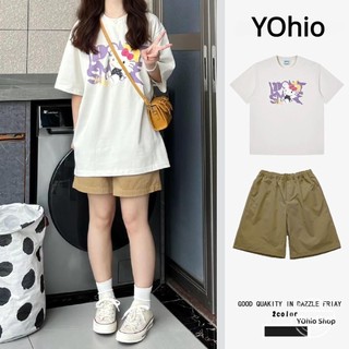 Plus size nữ sinh mùa hè hàn quốc ngắn tay t-shirt quần short kaki giản dị