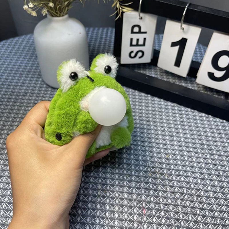 Little frog plush toy có thể nhổ bong bóng và hét lên tự làm vật liệu thủ công gói móc khóa mặt dây chuyền giảm nghẹt búp bê