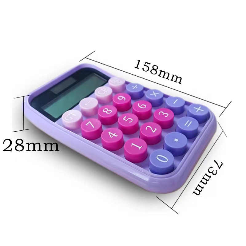 Máy tính màu kẹo màn hình 10-chữ số barbie dopamine màu màn hình lớn bàn phím cơ nút lớn máy tính năng lượng mặt trời đồ dùng học tập