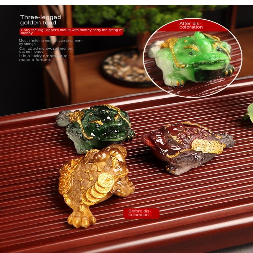 Lontime Khay Trà Bằng resin Sáng Tạo Hình Con Cóc Vàng Đồng Thay Đổi Màu Sắc Đỏ Xanh Lá