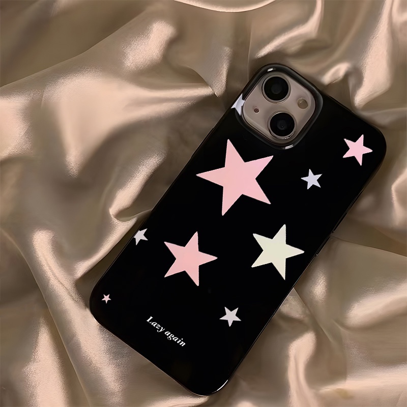 Ôp Điện Thoại Silicon Dẻo Họa Tiết Ngôi Sao Màu Hồng Tươi Sáng Cho iphone 14 13 12 11 pro xs max x xr 7 + 8 plus Ốp