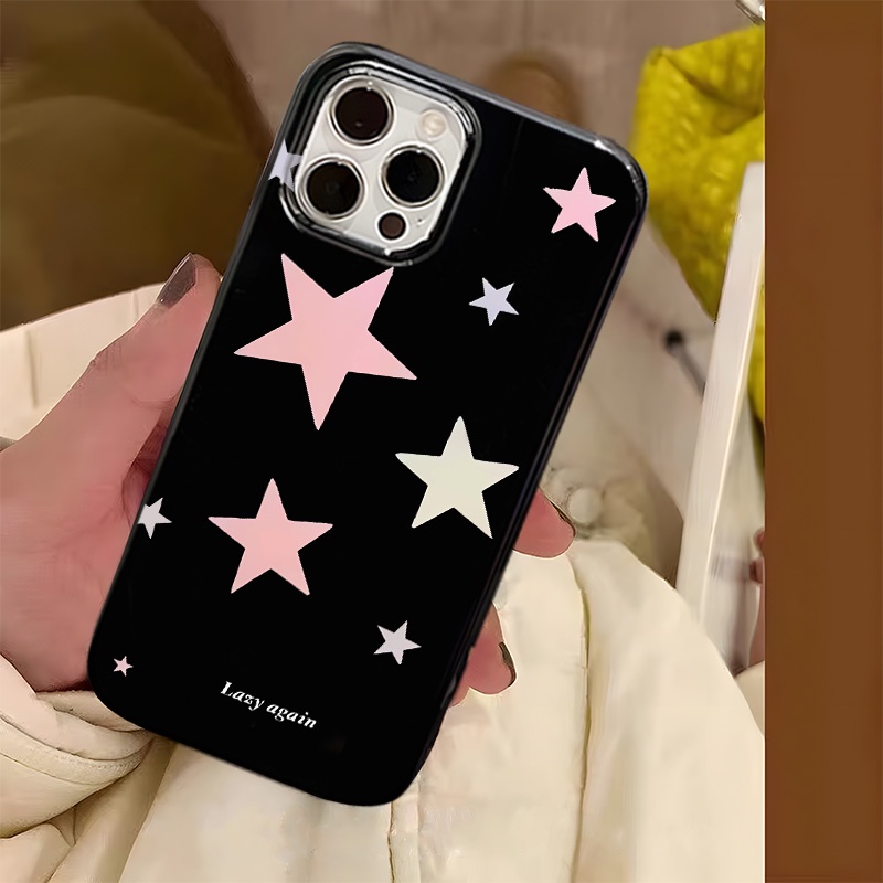 Ôp Điện Thoại Silicon Dẻo Họa Tiết Ngôi Sao Màu Hồng Tươi Sáng Cho iphone 14 13 12 11 pro xs max x xr 7 + 8 plus Ốp