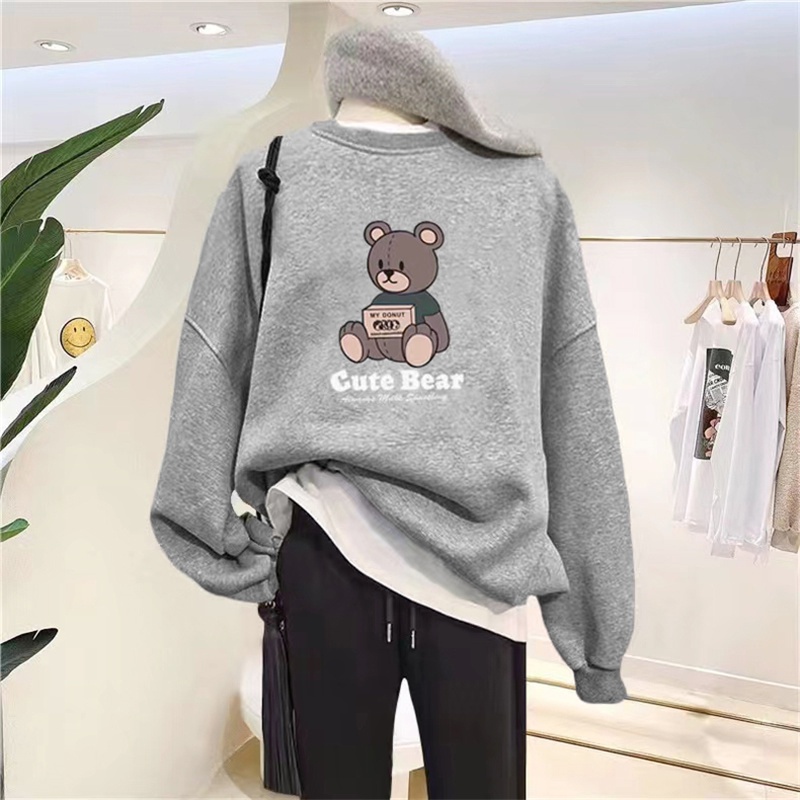 Ranzihui phiên bản mới của hàn quốc áo len dài tay mùa thu / đông của phụ nữ áo len cặp đôi cổ tròn cực lớn