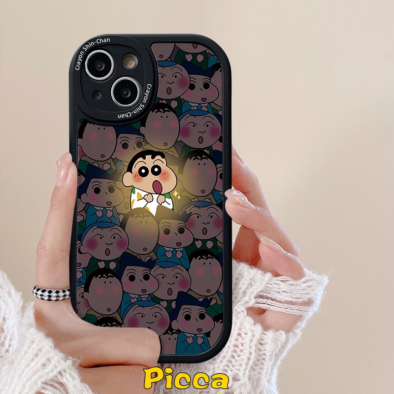 Cặp đôi ốp lưng mềm tương thích cho iphone 11 12 pro max 8 7 6 6s plus se 2020 x xs max 13 14 7plus xr phim hoạt hình dễ thương bút chì màu shin-chan fashion girl boy ốp lưng tpu mềm chống sốc
