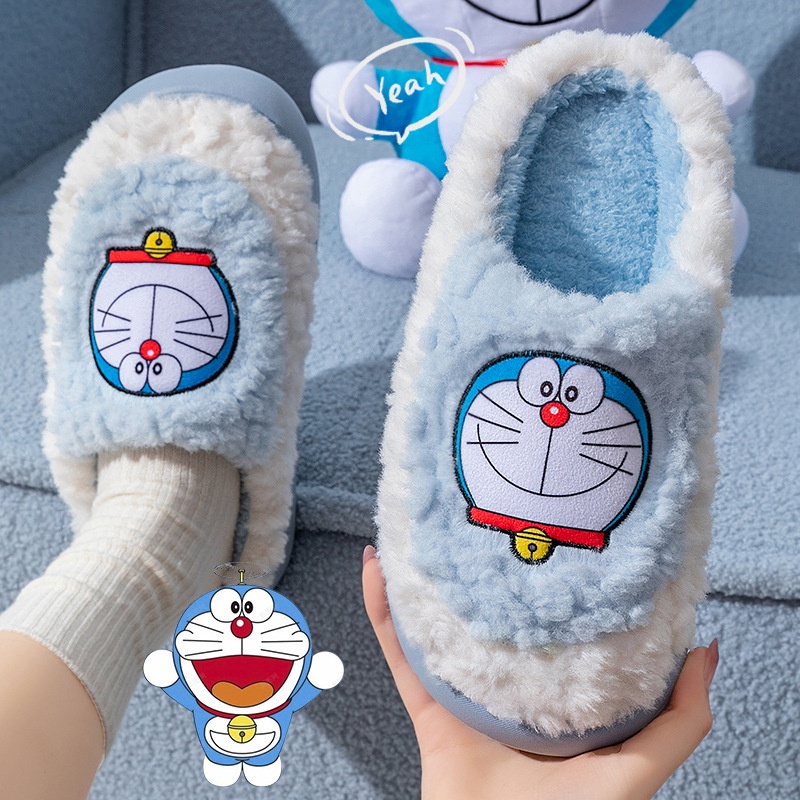 Dép Bông Đi Trong Nhà Mùa Thu Đông Phong Cách doraemon 2023 Dễ Thương Dày Dặn Ấm Áp