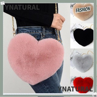Ynatural shoulder bag women fluffy soft faux fur crossbody handbag