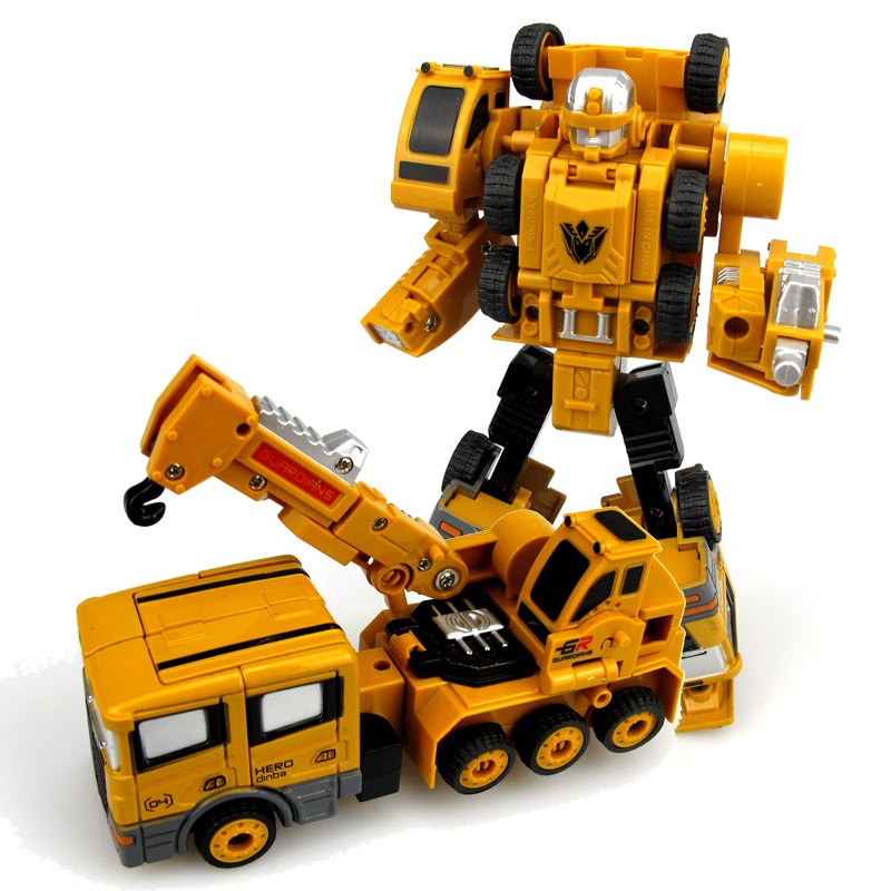 Mô hình xe ô tô biến hình robot, xe lắp ráp siêu nhân hợp kim cao cấp