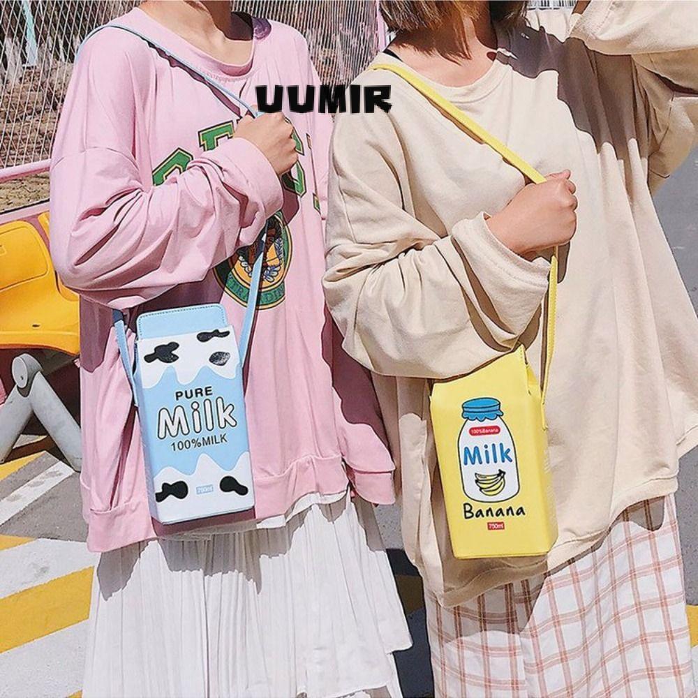 UUMIR Túi đeo chéo, hộp sữa ví đựng điện thoại, da pu thời trang high-capacity messenger bag nữ