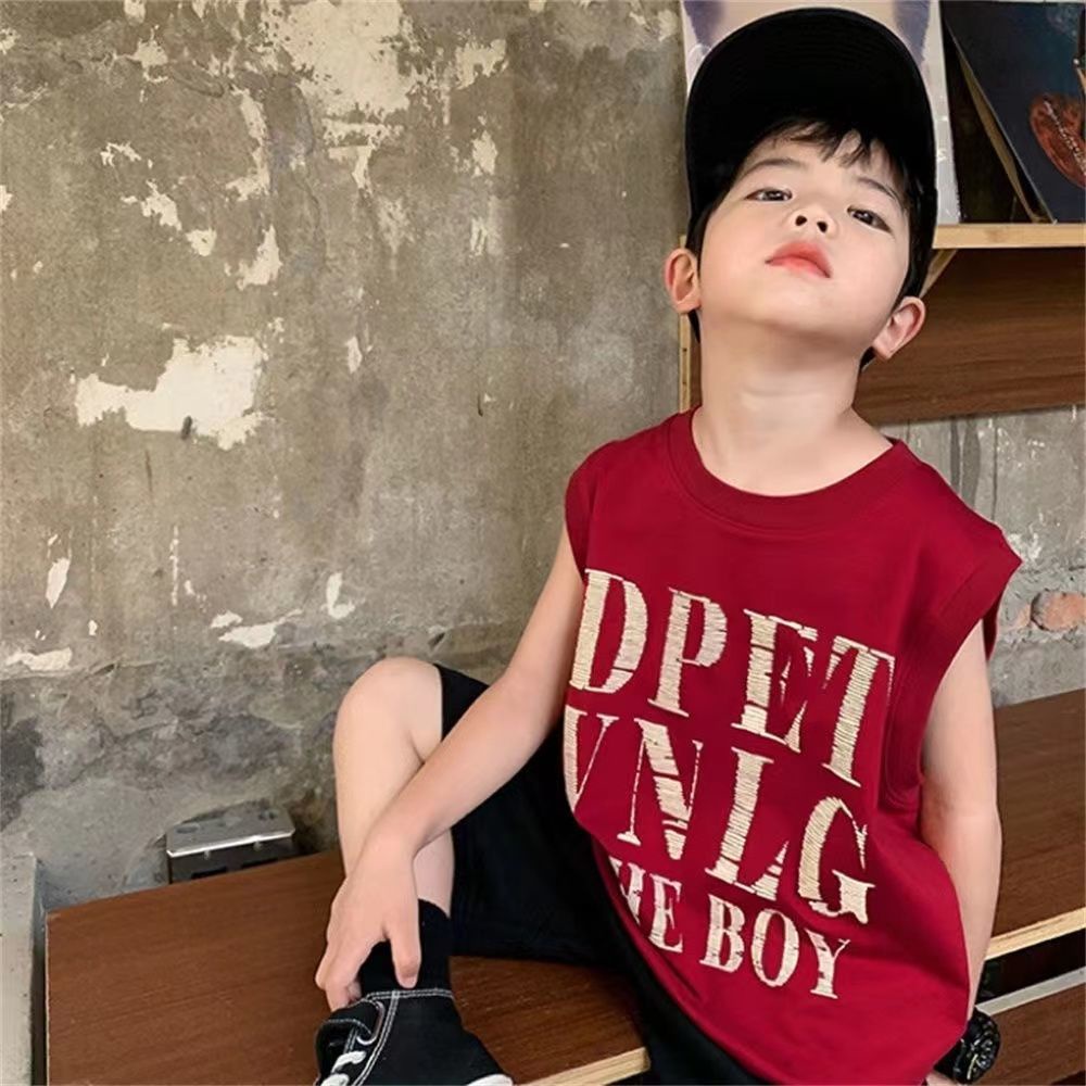 Áo Thun Cotton Trơn Không Tay Thoải Mái In Họa Tiết Hoạt Hình Thời Trang Mùa Hè Cho Bé Trai