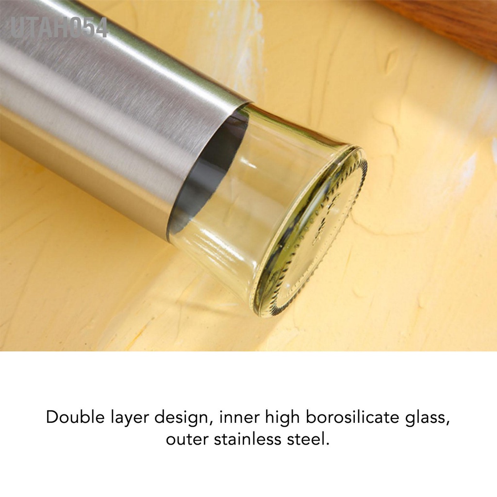 Utah054 Bình Đựng Dầu Ô Liu 350Ml 2 Lớp Đẩy Loại Vòi Thép Không Gỉ Gia Vị Chai Cho Nhà Bếp Hàng