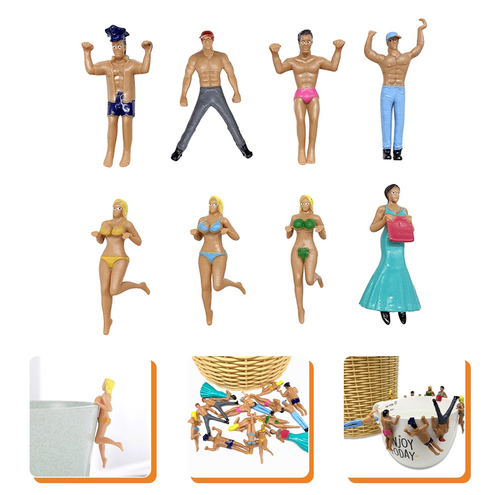 Set 8 Mô Hình Búp Bê Người Đàn Ông Bằng Kính Dùng Trang Trí