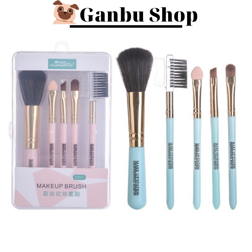 Hộp Cọ Trang Điểm 5 Món Laneila Tiện Lợi, Vệ Sinh (giao màu ngẫu nhiên)