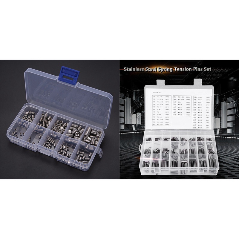 Bộ 200 Ốc Vít Lục Giác Bằng Thép Không Gỉ 304 Kèm 280 Ghim Đàn Hồi