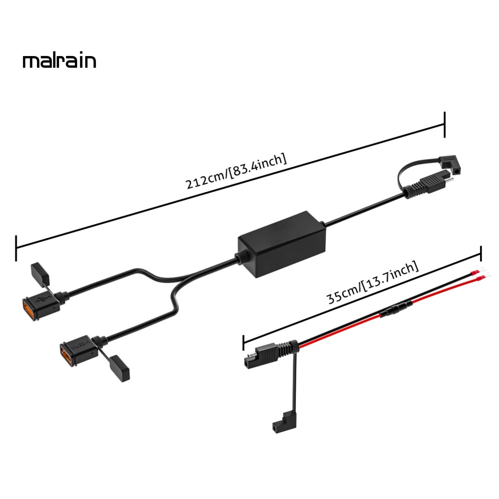 Bộ Sạc Nhanh USB Kép Kèm Dây Cáp Mở Rộng Cho Xe Máy