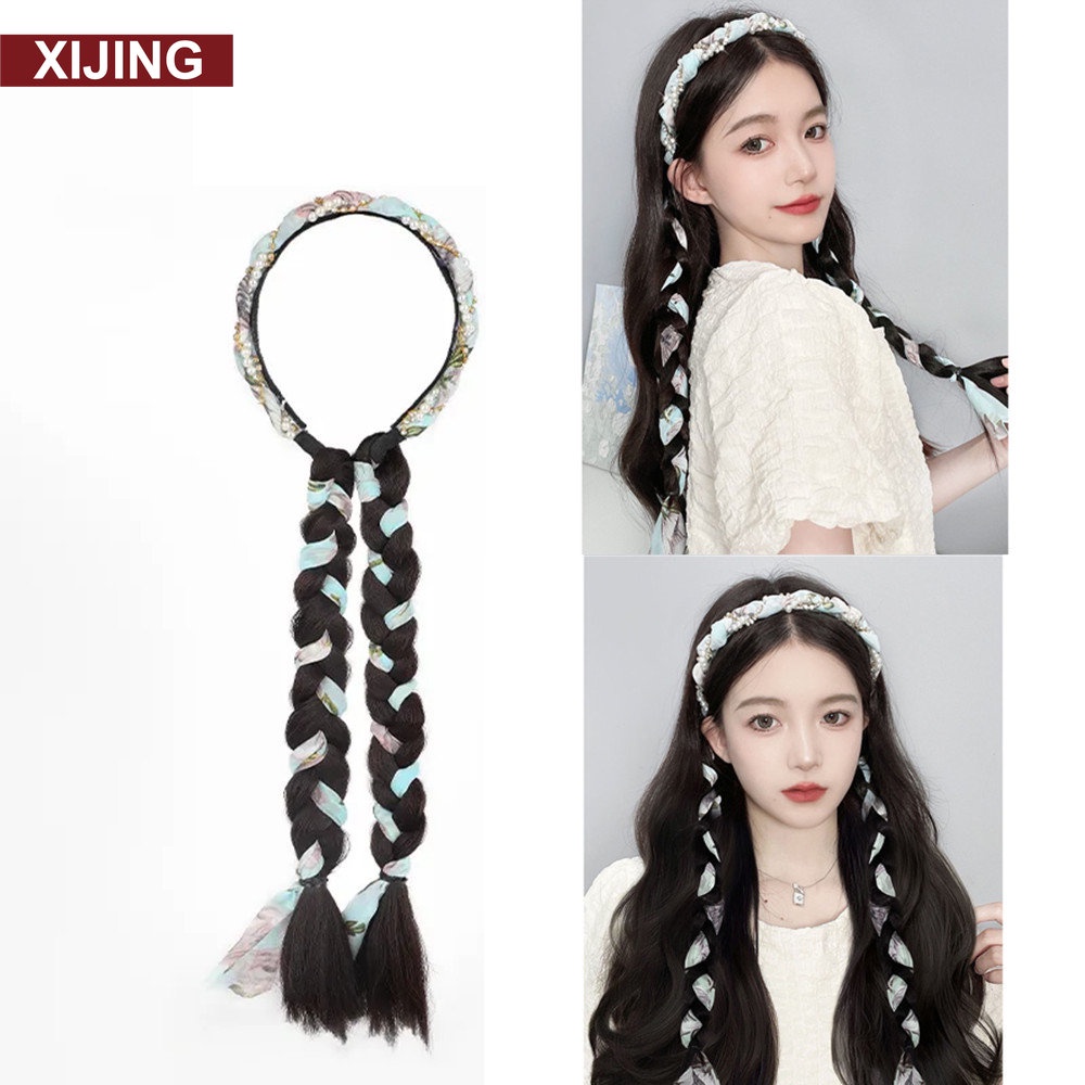 Băng Đô Tóc Giả Thắt Bím Thời Trang 33cm
