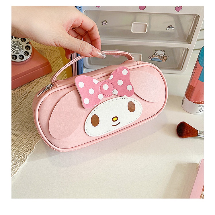 Túi Đựng Bút Da PU Cỡ Lớn Họa Tiết Sanrio Dễ Thương