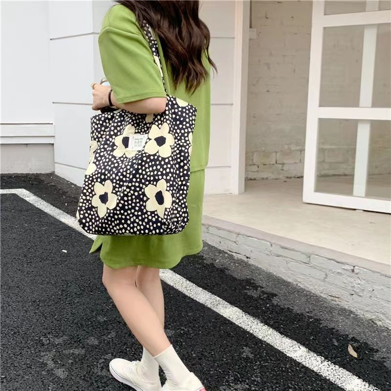 Túi Xách Canvas Họa Tiết Hoa Phong Cách Retro