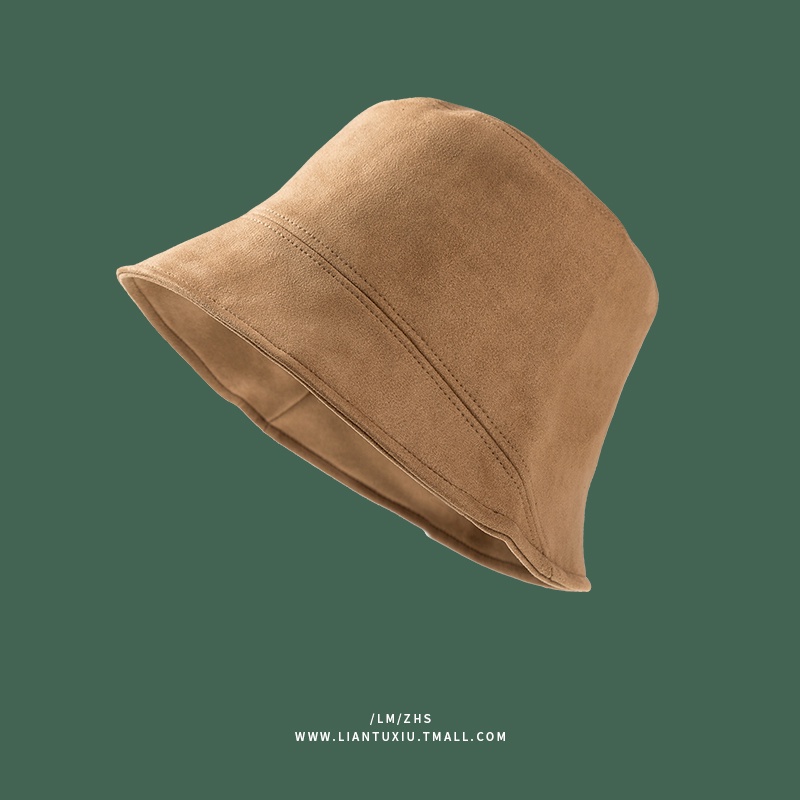 Mũ Bucket Da Lộn Màu Trơn Thời Trang Đường Phố Nhật Hàn Cá Tính Cho Nữ