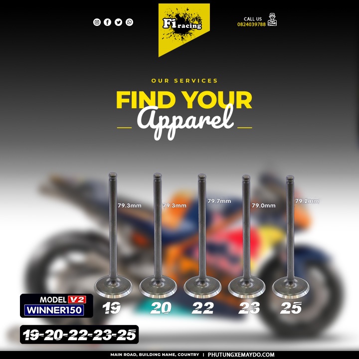 SUPAP  TA RACING cho Winner Sonic 150 xupap đã chich móng 19 20 22 23 25