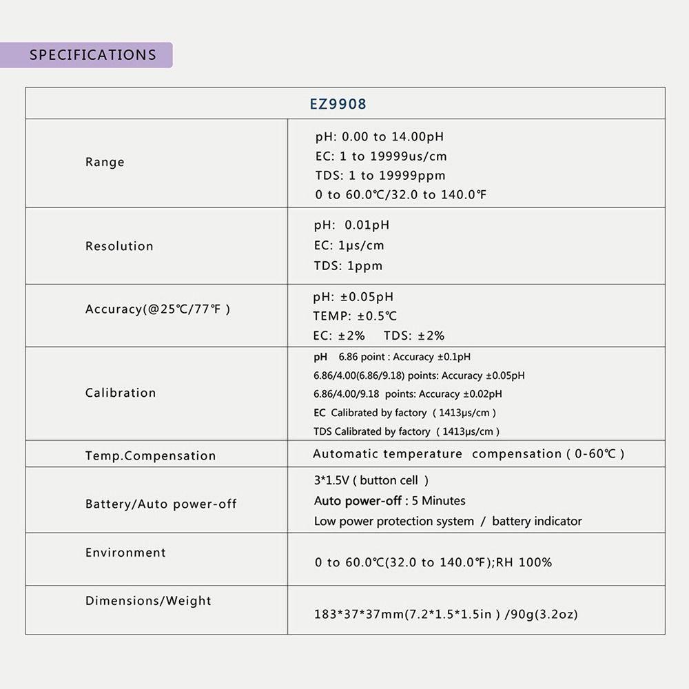 CONOPERY Máy Đo Chất Lượng Nước pH Kỹ Thuật Số 4 Trong 1