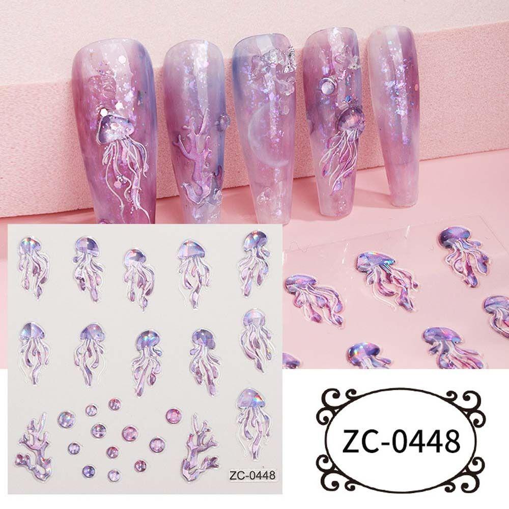 Miếng Dán Trang Trí Móng Tay Họa Tiết Hoạt Hình 5D Xinh Xắn