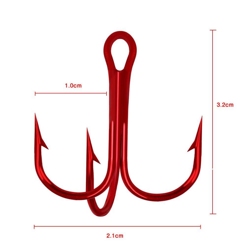 Bộ 50 Móc Câu Cá Màu Đỏ Chống Rỉ Sét Mới