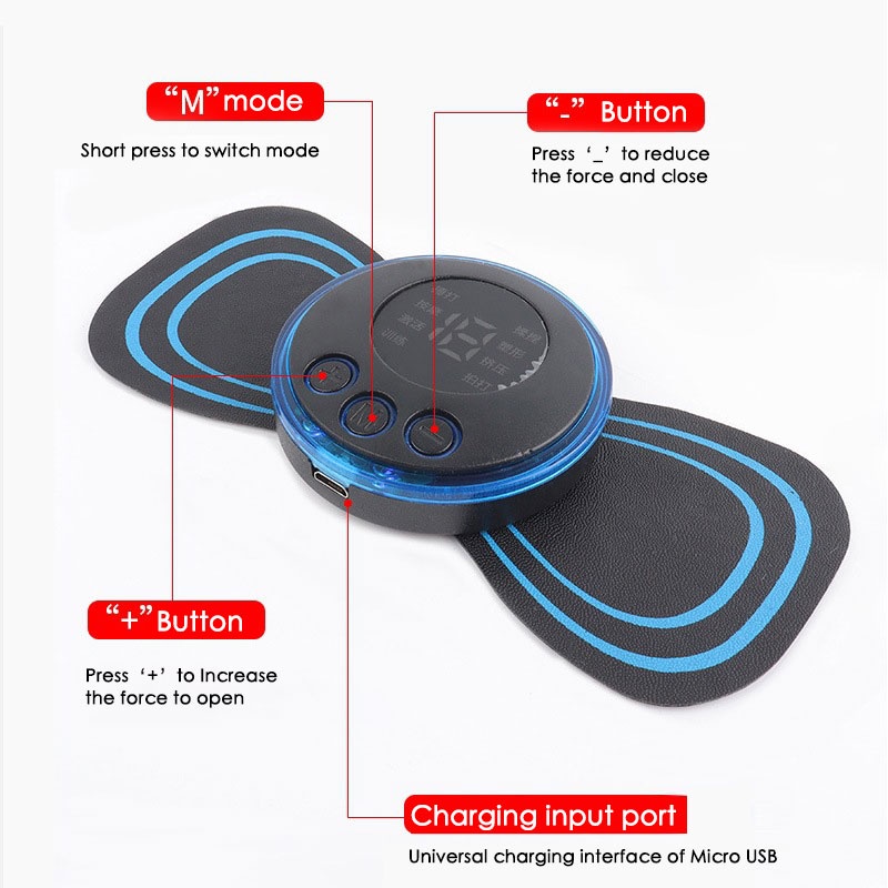 Miếng Dán Massage EMS Cervical Giúp Giảm Đau Cơ Bắp Sạc USB