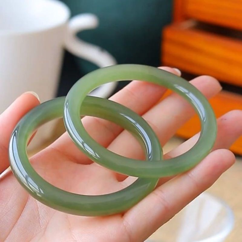 Vòng Đeo Tay Hạt Ngọc Bích Giả Kính Cổ Điển Mực Aoyama