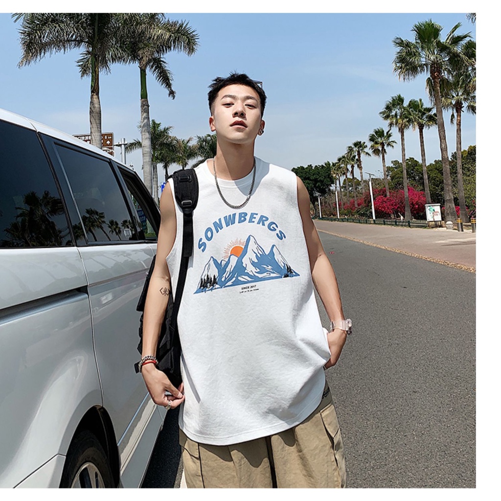 Áo Thun Sát Nách Cổ Tròn In Chữ Phong Cách hip hop Đường Phố Hàn Quốc Cỡ M-5XL Thời Trang Cho Nam Và Nữ