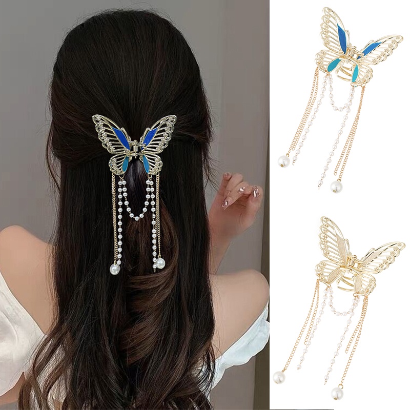 Kẹp tóc HAIMEIKANG trang trí nơ tua rua kim loại thời trang Hàn Quốc mới xinh xắn dành cho nữ