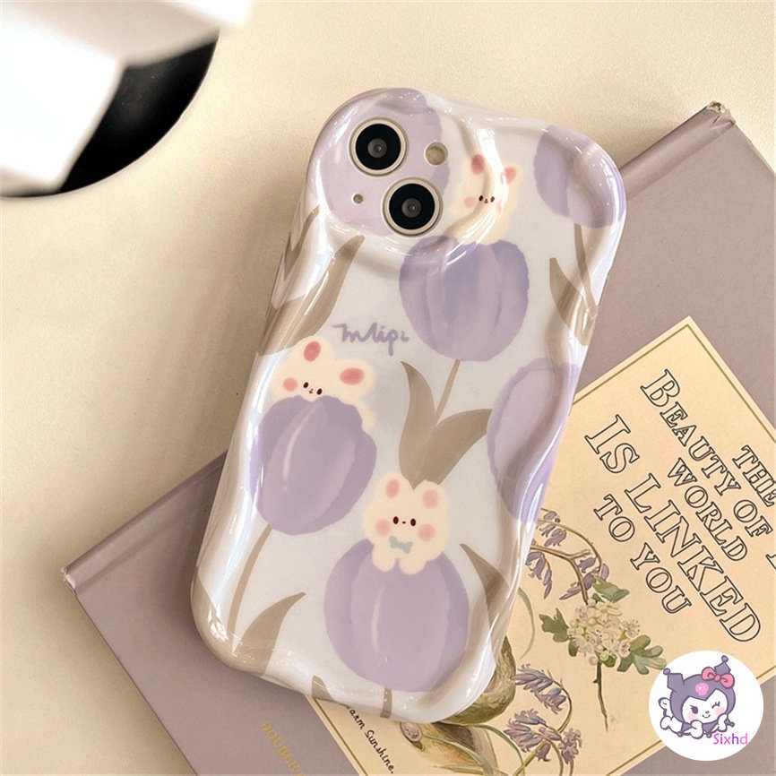Ốp Điện Thoại Silicone Mềm Hình Hoa Tulip Tím Cho iPhone 14 13 12 11 Pro Max SE2020 X XR Xs Max 7 8 6 6s Plus