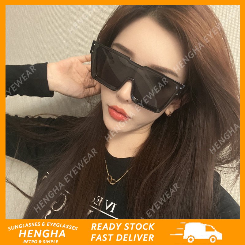 (HENGHA) Kính Mát Gọng Vuông Oversized Thời Trang Phương Tây